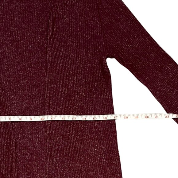 Aeropostale Women's Longline Ribbed Burgundy Open Cardigan Sweater M Cozy Layer - Picture 6 of 12